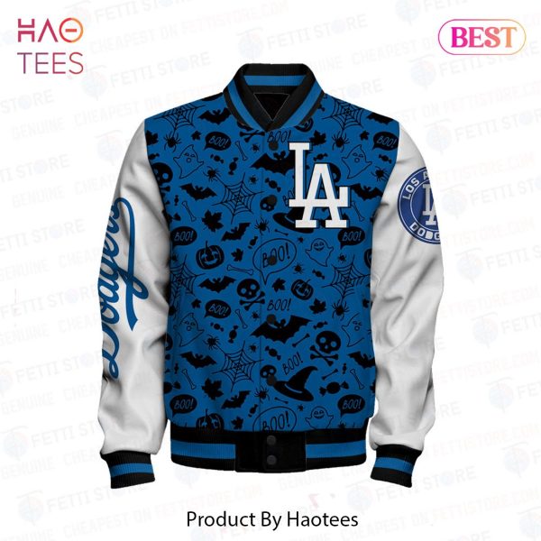 NEW Los Angeles Dodgers MLB Halloween Pattern Varsity Jacket