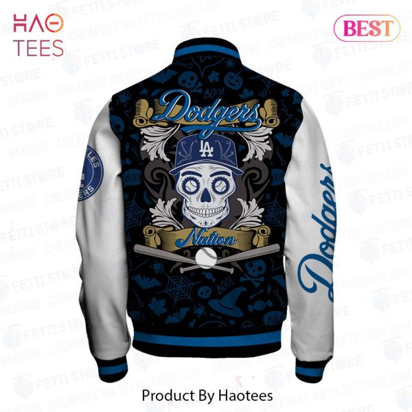 NEW Los Angeles Dodgers MLB Halloween Pattern Varsity Jacket