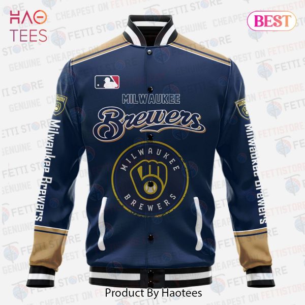 NEW Milwaukee Brewers Major League Baseball AOP Varsity Jacket