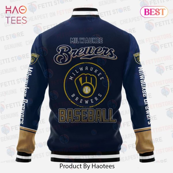 NEW Milwaukee Brewers Major League Baseball AOP Varsity Jacket