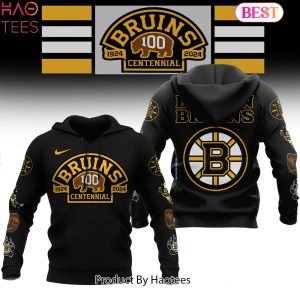 NEW NHL Boston Bruins 100 Centennial Black Hoodie