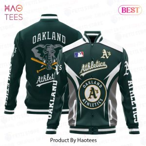 NEW Oakland Athletics Baseball Mascot Pattern AOP Varsity Jacket