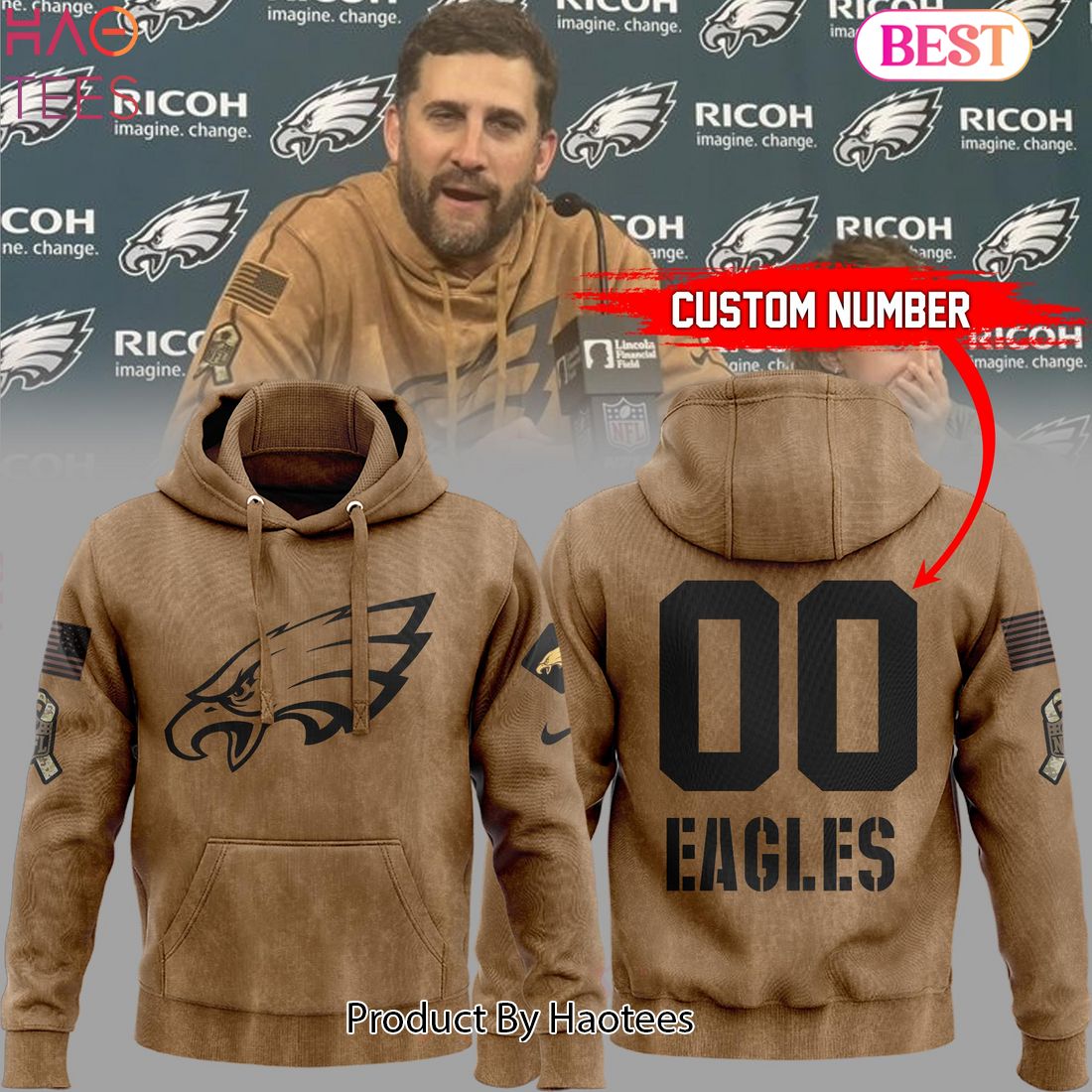 NEW Philadelphia Eagles NFL Salute To Service Veterans Hoodie