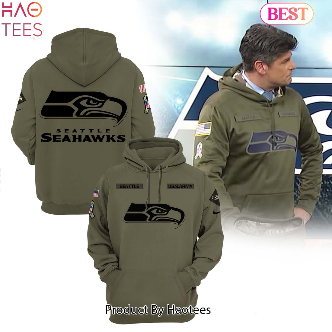 NEW Seahaws Military Seattle Seahawks Veterans Hoodie
