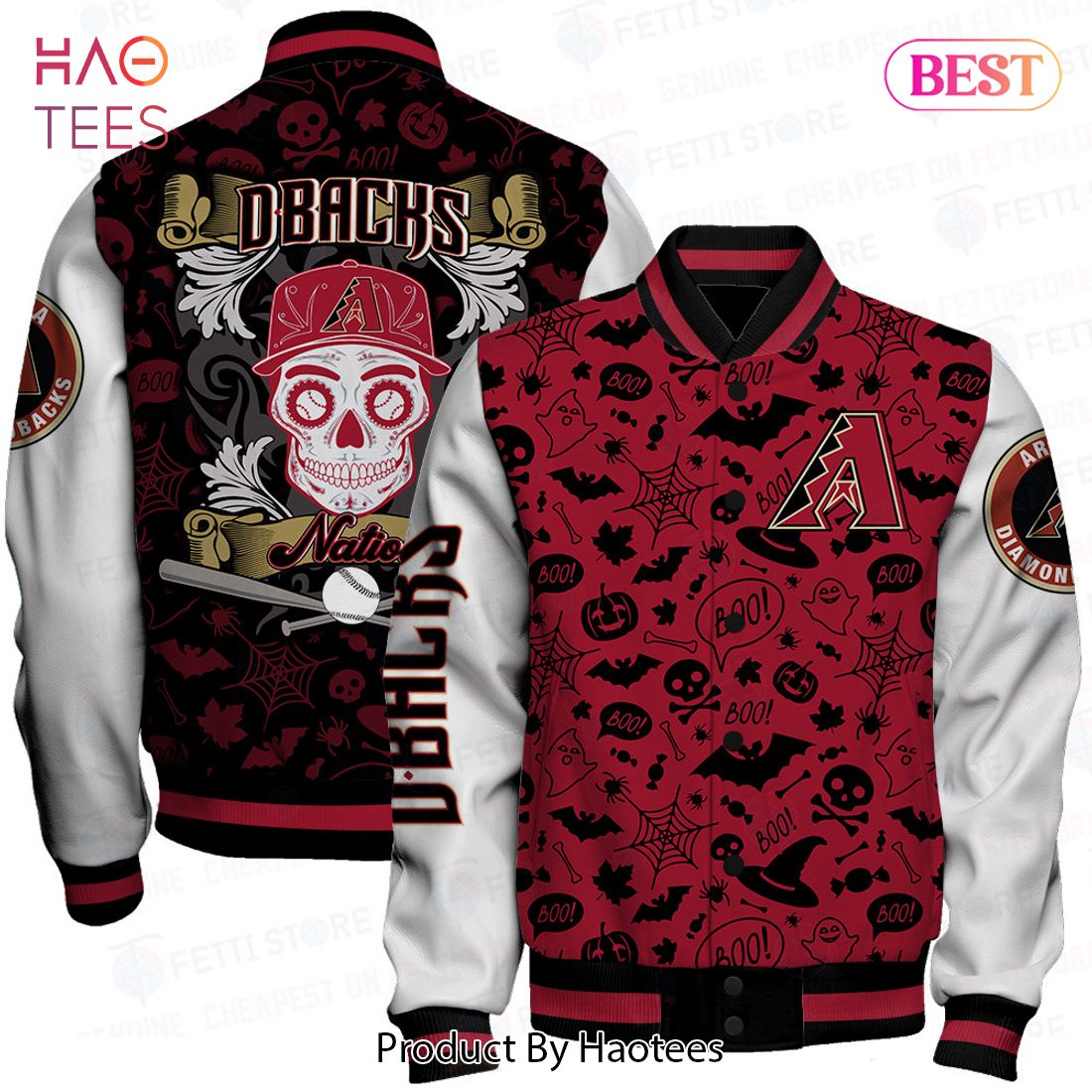 PREMIUM Arizona Diamondbacks MLB Halloween Pattern Varsity Jacket