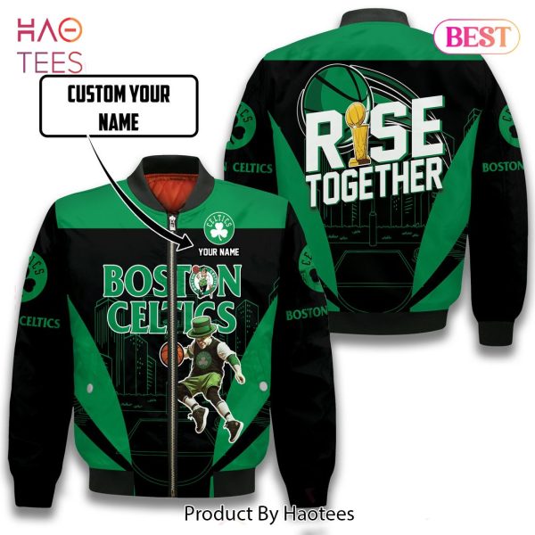 PREMIUM Boston Celtics Pattern Personalized Name 3D Bomber Jacket Gift For Fan
