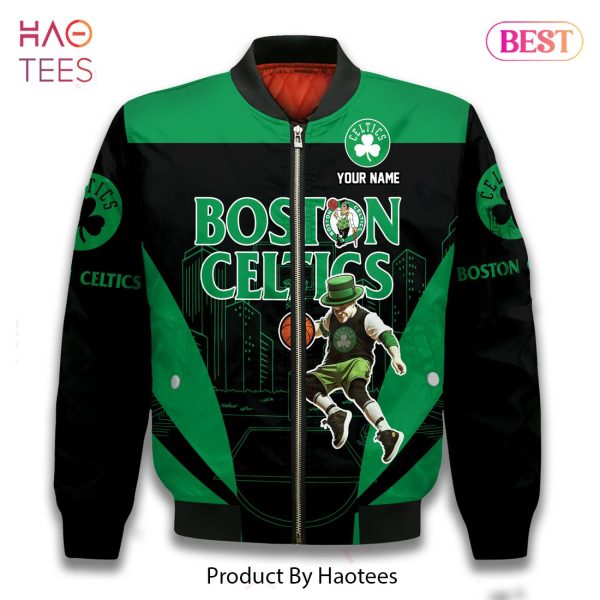 PREMIUM Boston Celtics Pattern Personalized Name 3D Bomber Jacket Gift For Fan