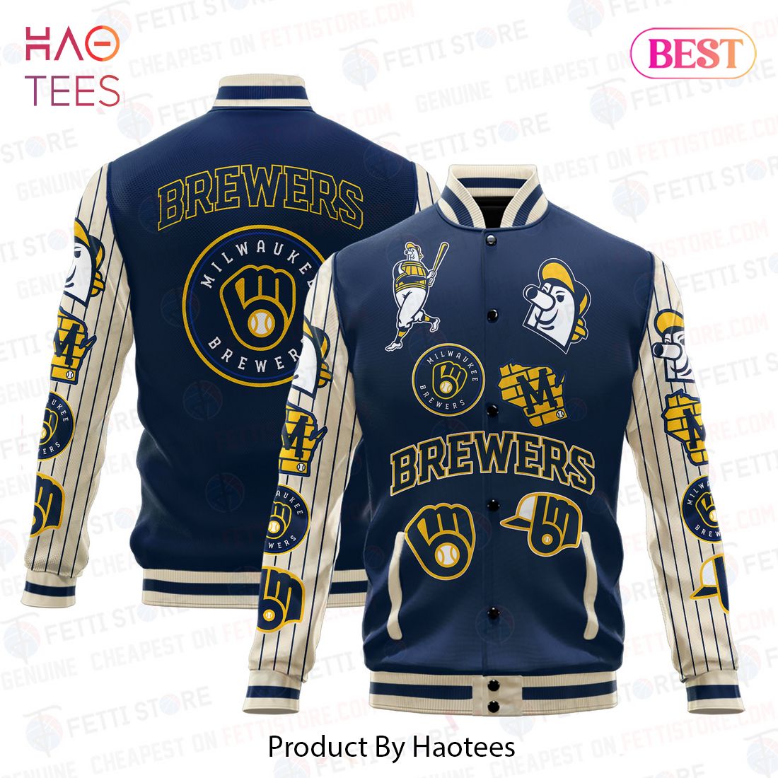 PREMIUM Milwaukee Brewers Major League Baseball AOP Varsity Jacket