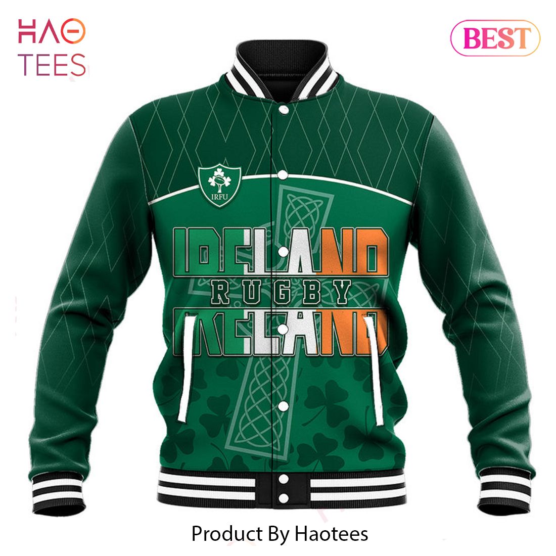 PREMIUM Personalised Ireland Rugby 2023 Celtic Pattern Varsity Jacket