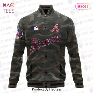 THE BEST Atlanta Braves Major League Baseball Camo AOP Varsity Jacket