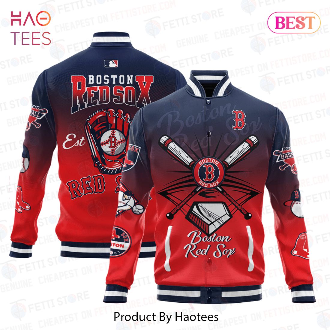 THE BEST Boston Red Sox Major League Baseball Varsity Jacket THE BEST Boston Red Sox Major League Baseball Varsity Jacket