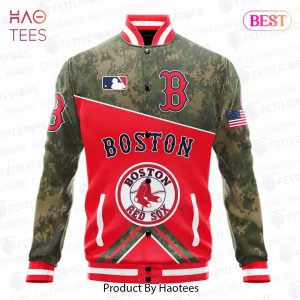THE BEST Boston Red Sox Royals Major League Baseball Army Forces Pattern Varsity Jacket