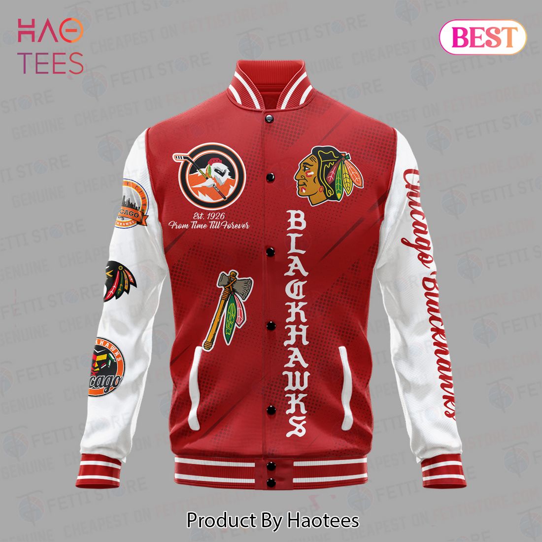 THE BEST Chicago Blackhawks National Hockey League Varsity Jacket THE BEST Chicago Blackhawks National Hockey League Varsity Jacket