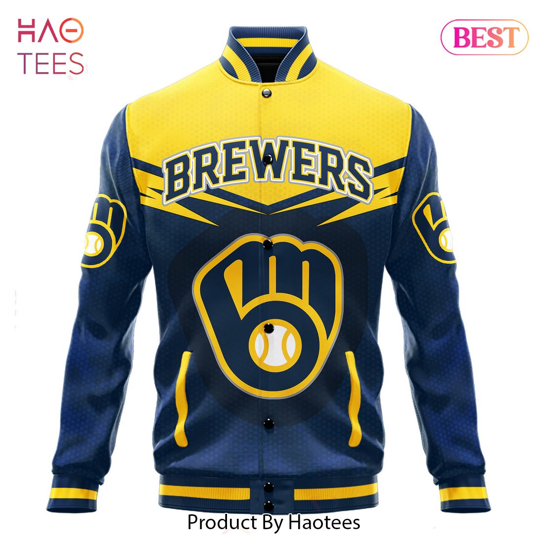 THE BEST Milwaukee Brewers Major League Baseball AOP Varsity Jacket THE BEST Milwaukee Brewers Major League Baseball AOP Varsity Jacket