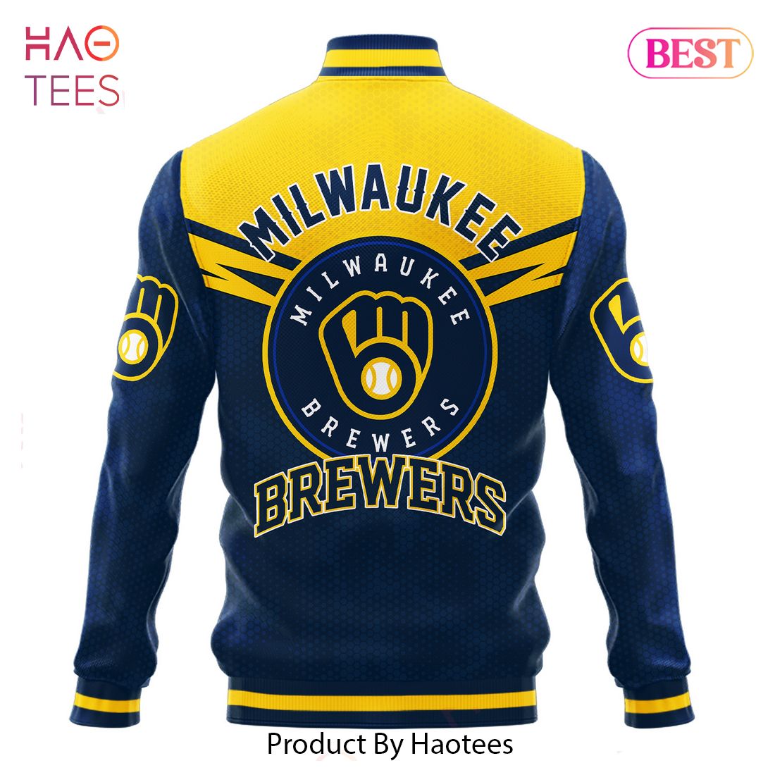 THE BEST Milwaukee Brewers Major League Baseball AOP Varsity Jacket THE BEST Milwaukee Brewers Major League Baseball AOP Varsity Jacket