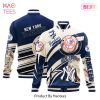 THE BEST New York Mets Baseball White And Dark Blue Pattern Varsity Jacket