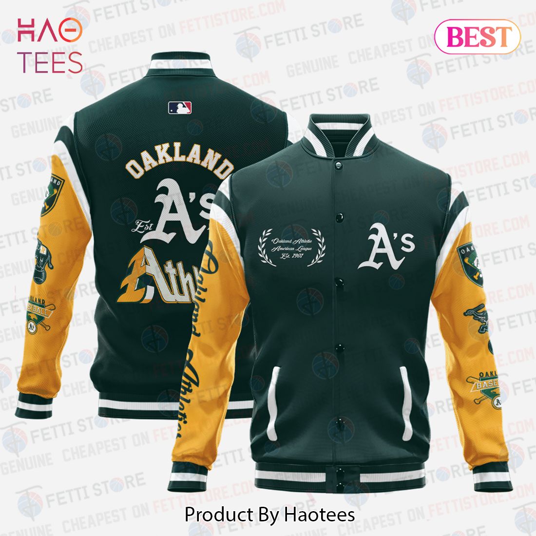 THE BEST Oakland Athletic Major League Baseball AOP Varsity Jacket