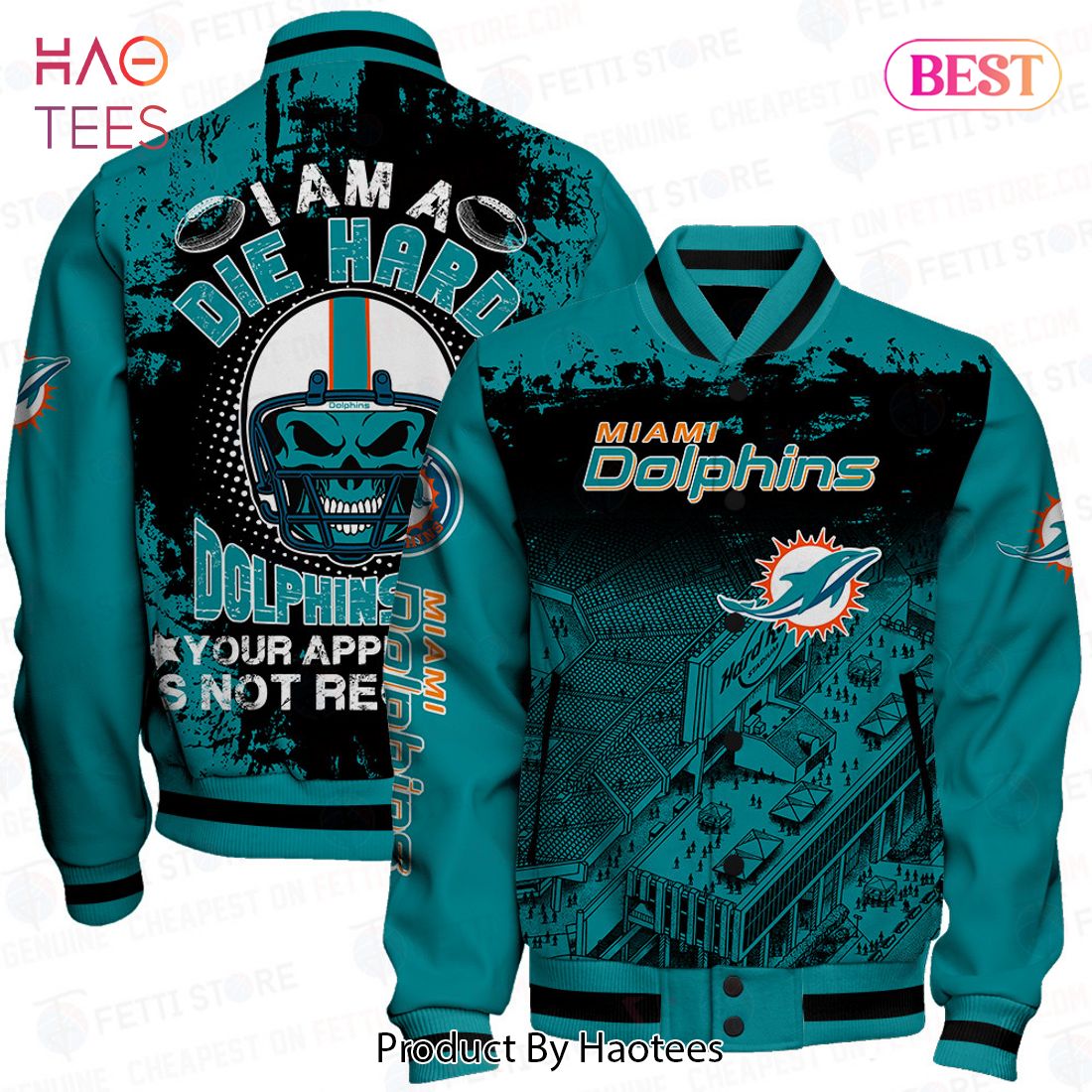TRENDING Miami Dolphins Skull Helmet Halloween Pattern Varsity Jacket TRENDING Miami Dolphins Skull Helmet Halloween Pattern Varsity Jacket