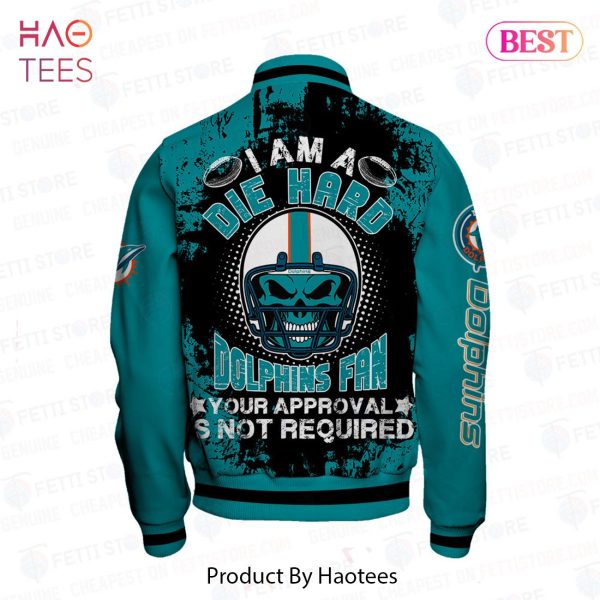 TRENDING Miami Dolphins Skull Helmet Halloween Pattern Varsity Jacket