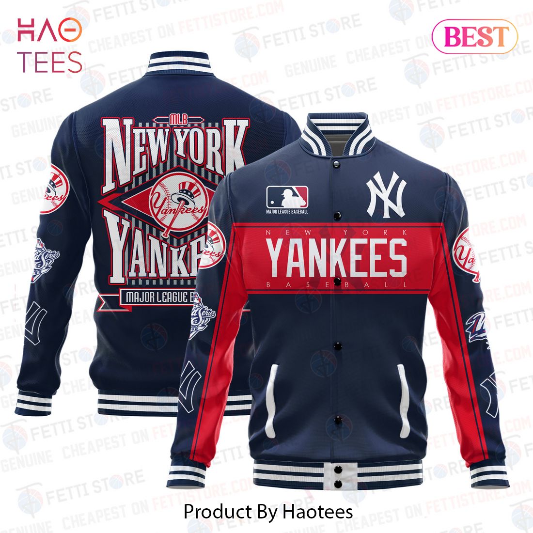 TRENDING New York Yankees American League Baseball Vintage Pattern Varsity Jacket