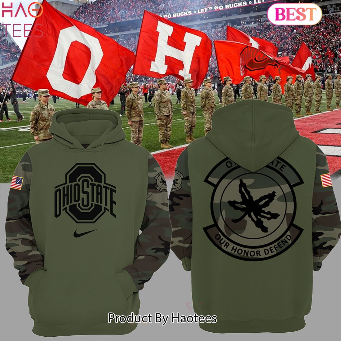 BEST Limited Edition Ohio State Military Hoodie Camo