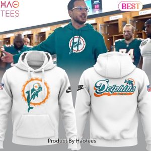 BEST Limited Miami Dolphins Throwback Miami Dolphins White Hoodie