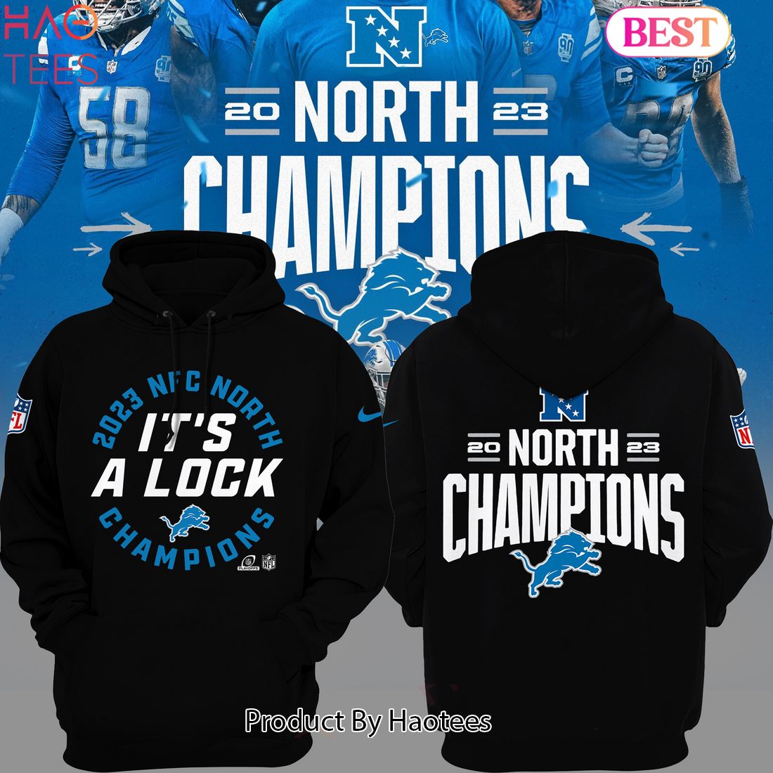 Detroit Lions NFC North Champions Hoodies, Detroit Lions