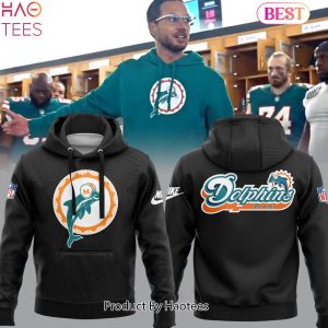 HOT Limited Miami Dolphins Throwback Miami Dolphins Black Hoodie