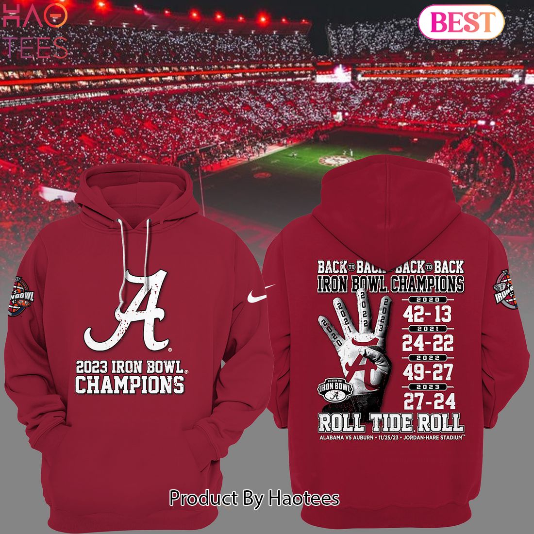 HOT TREND Back-To-Back Champion Alabama Crimson Tide Hoodie HOT TREND Back-To-Back Champion Alabama Crimson Tide Hoodie