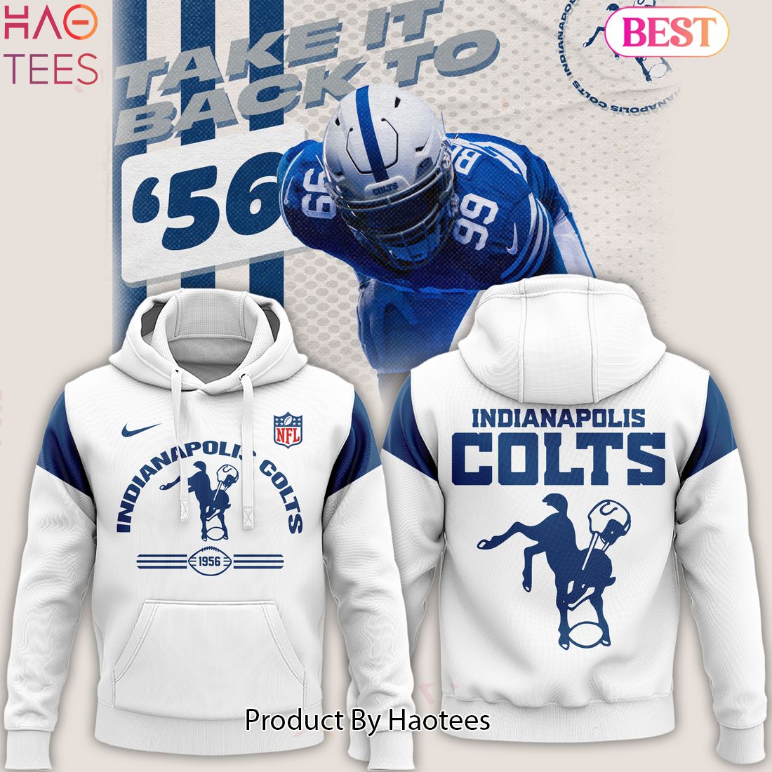 HOT TREND Indianapolis Colts NFL Throwback White Hoodie HOT TREND Indianapolis Colts NFL Throwback White Hoodie