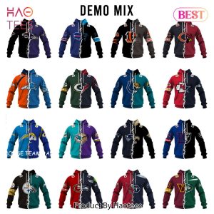 Mix 2 NFL Teams Select Any 2 Teams to Mix and Match! Hoodie, T-Shirt, Zip Hoodie, Sweatshirt