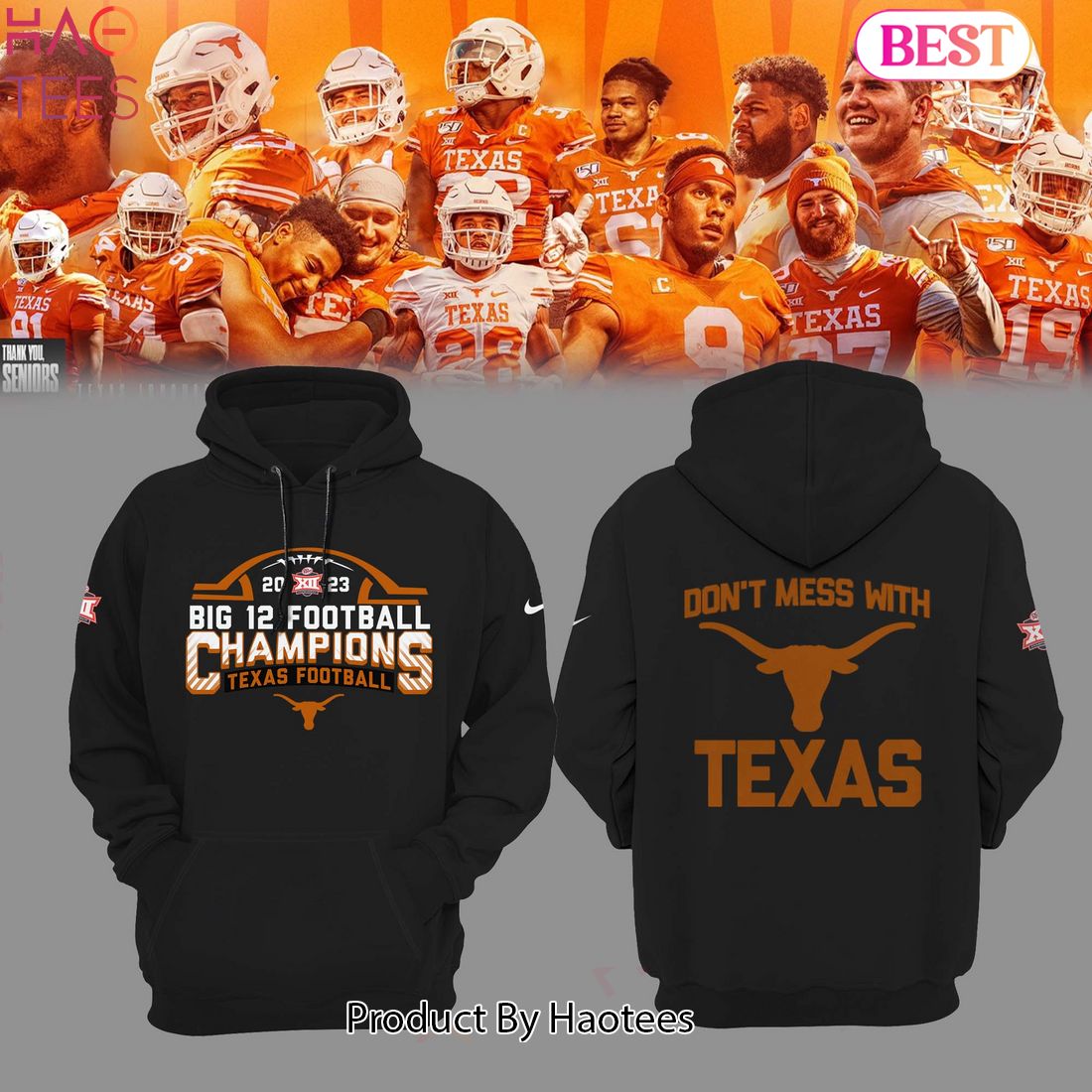 NEW Big 12 Football Champions Texas Longhorns 2023 Hoodie