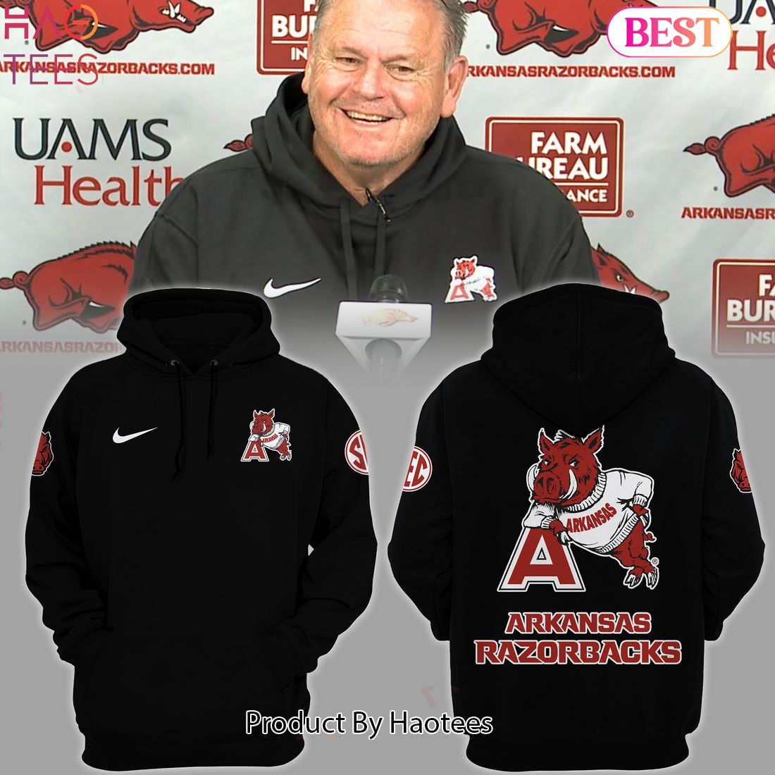 NEW Limited Edition Coach Sam Pittman Arkansas Razorbacks Hoodie NEW Limited Edition Coach Sam Pittman Arkansas Razorbacks Hoodie
