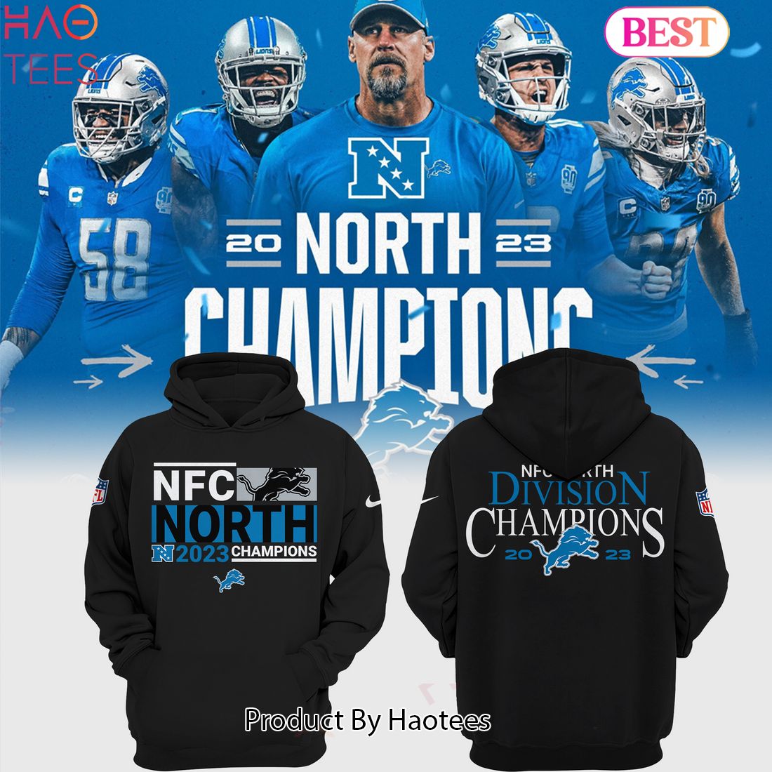 NEW Limited Edition NFC North Champions 2023 Detroit Lions Hoodie
