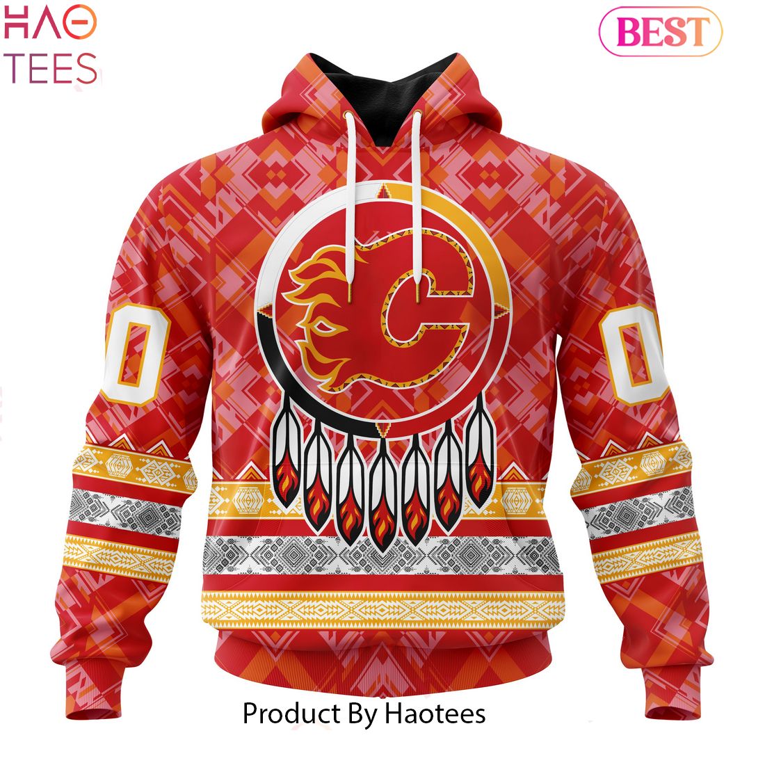 NEW NHL Calgary Flames Special Design With Native Pattern Hoodie NEW NHL Calgary Flames Special Design With Native Pattern Hoodie