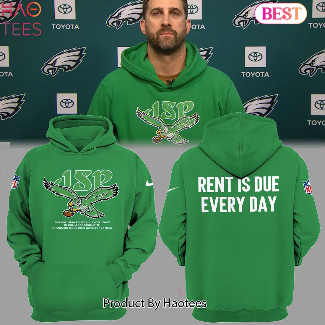 NEW Philadelphia Eagles Rent Is Due Every Day Hoodie