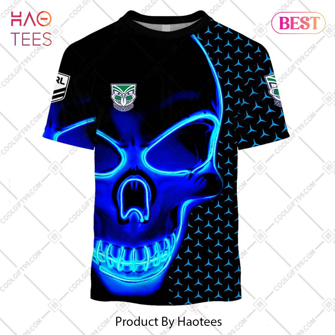 NRL New Zealand Warriors Neon Skull 3D Design Hoodie, T-Shirt, Zip ...