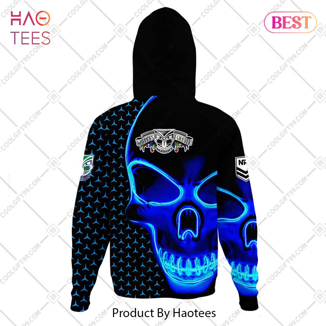 NRL New Zealand Warriors Neon Skull 3D Design Hoodie, T-Shirt, Zip ...