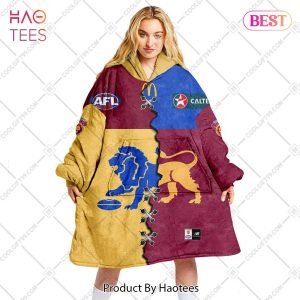 Personalized AFL Brisbane Lions Home x Away Guernsey 2023 Style V2 Flanket, Blanket Hoodie, Snuggie