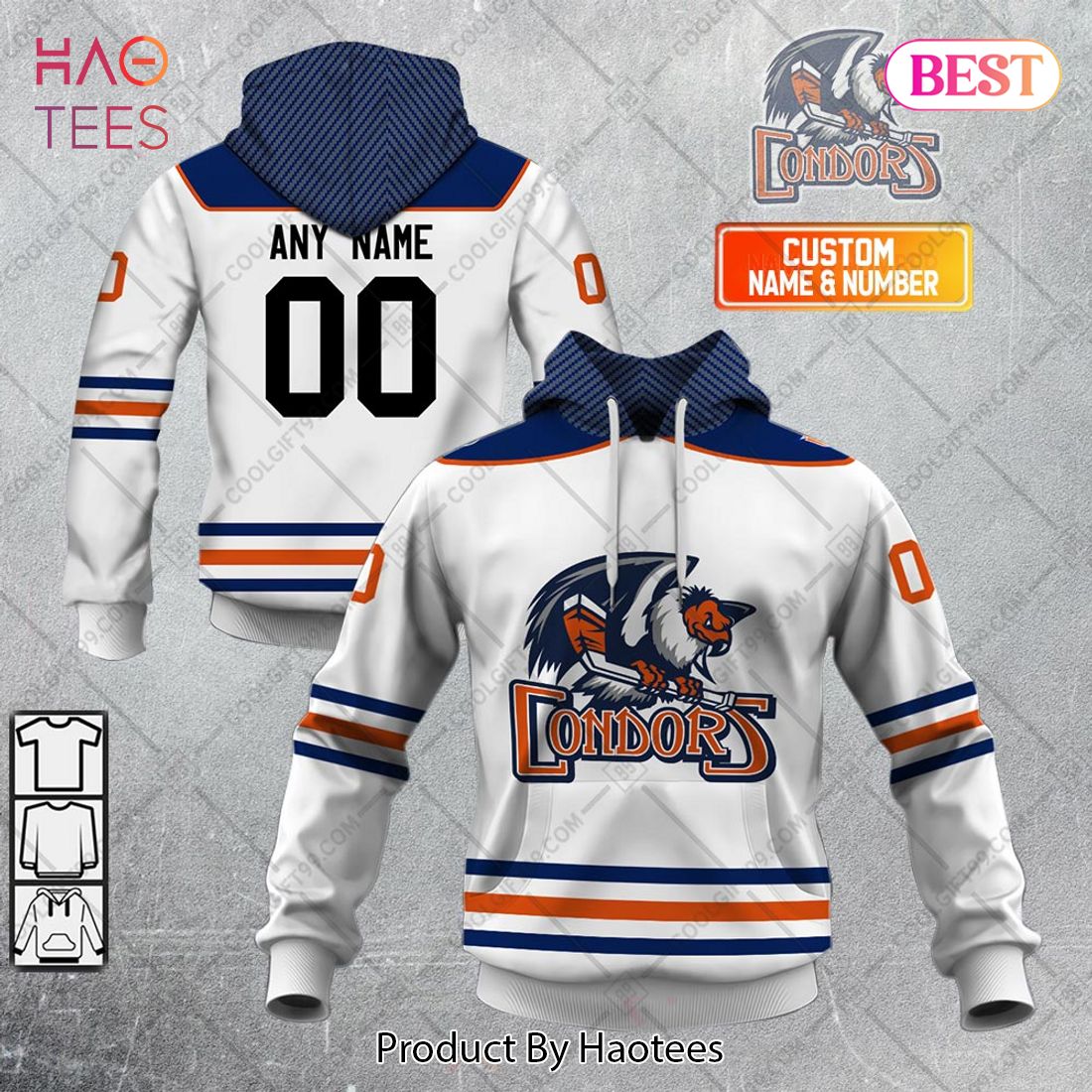 Personalized AHL Bakersfield Condors White jersey Style Hoodie, T-Shirt, Zip Hoodie, Sweatshirt