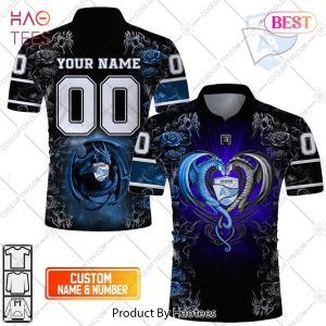 Personalized Aviron Bayonnais Rugby Rose Dragons Design Polo Shirt