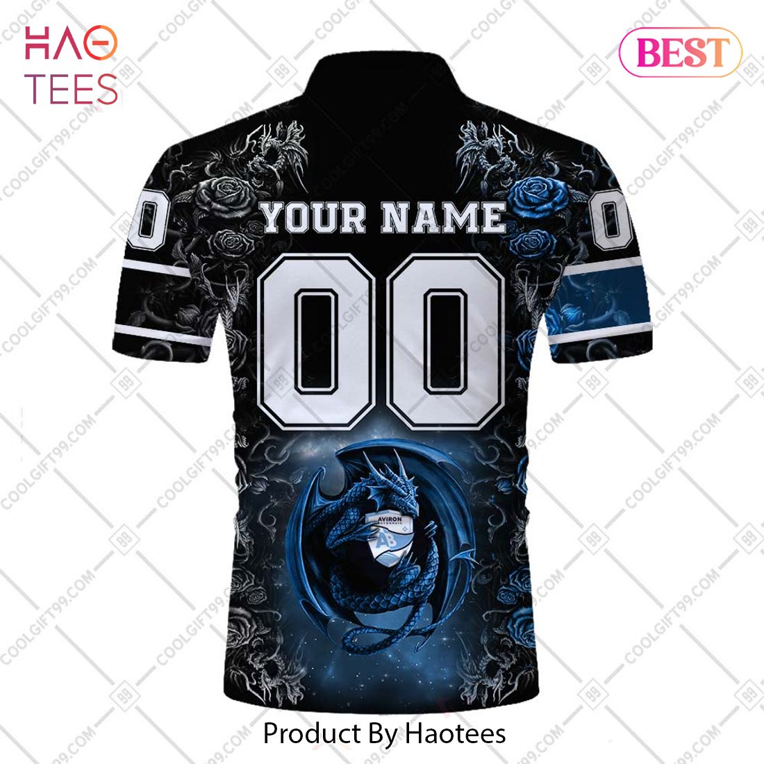 Personalized Aviron Bayonnais Rugby Rose Dragons Design Polo Shirt Personalized Aviron Bayonnais Rugby Rose Dragons Design Polo Shirt