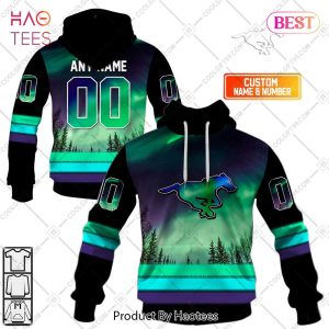 Personalized CFL Calgary Stampeders Northern Lights Style Hoodie, T-Shirt, Zip Hoodie, Sweatshirt