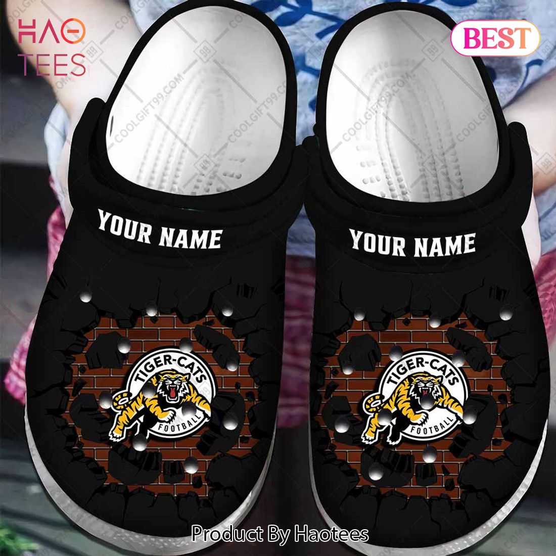 Personalized CFL Hamilton Tiger Cats Broken Wall Crocs