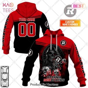 Personalized CFL Ottawa Redblacks Skull Death Art Hoodie, T-Shirt, Zip Hoodie, Sweatshirt