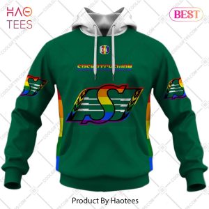 Personalized CFL Saskatchewan Roughriders Rainbow Logo Jersey Style Hoodie, T-Shirt, Zip Hoodie, Sweatshirt