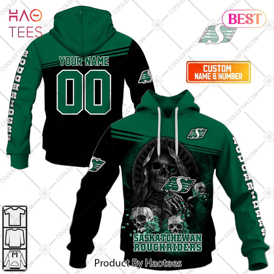 Personalized CFL Saskatchewan Roughriders Skull Death Art Hoodie, T-Shirt, Zip Hoodie, Sweatshirt
