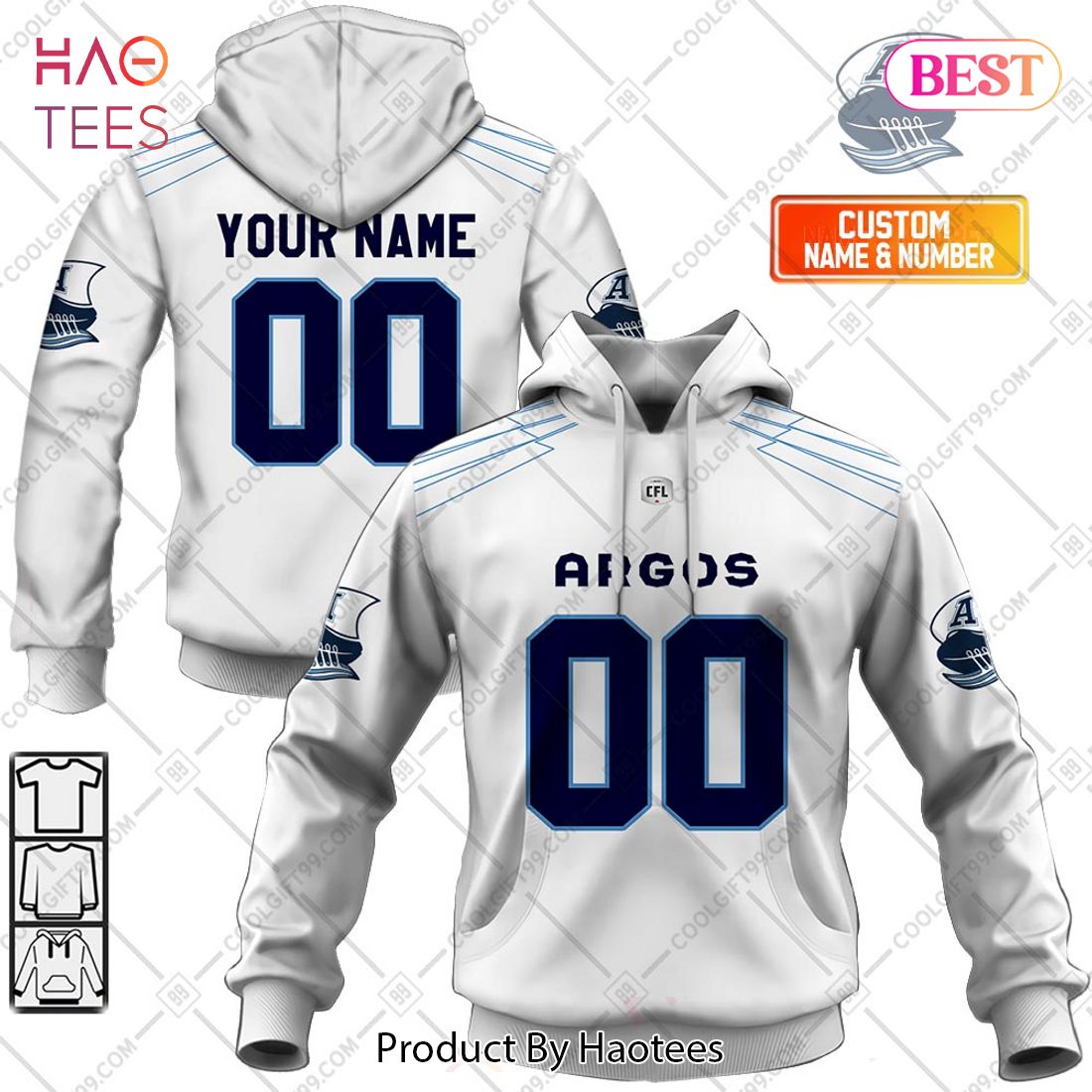 Personalized CFL Toronto Argonauts Away Jersey Style Hoodie, T-Shirt, Zip Hoodie, Sweatshirt