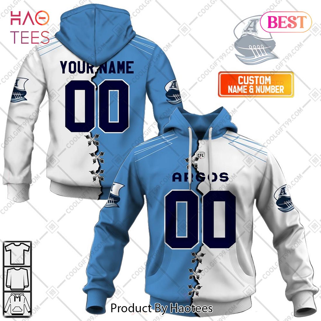 Personalized CFL Toronto Argonauts Mix Jersey Style Hoodie, T-Shirt, Zip Hoodie, Sweatshirt