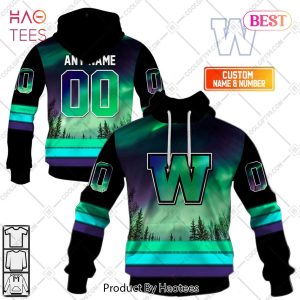 Personalized CFL Winnipeg Blue Bombers Northern Lights Style Hoodie, T-Shirt, Zip Hoodie, Sweatshirt